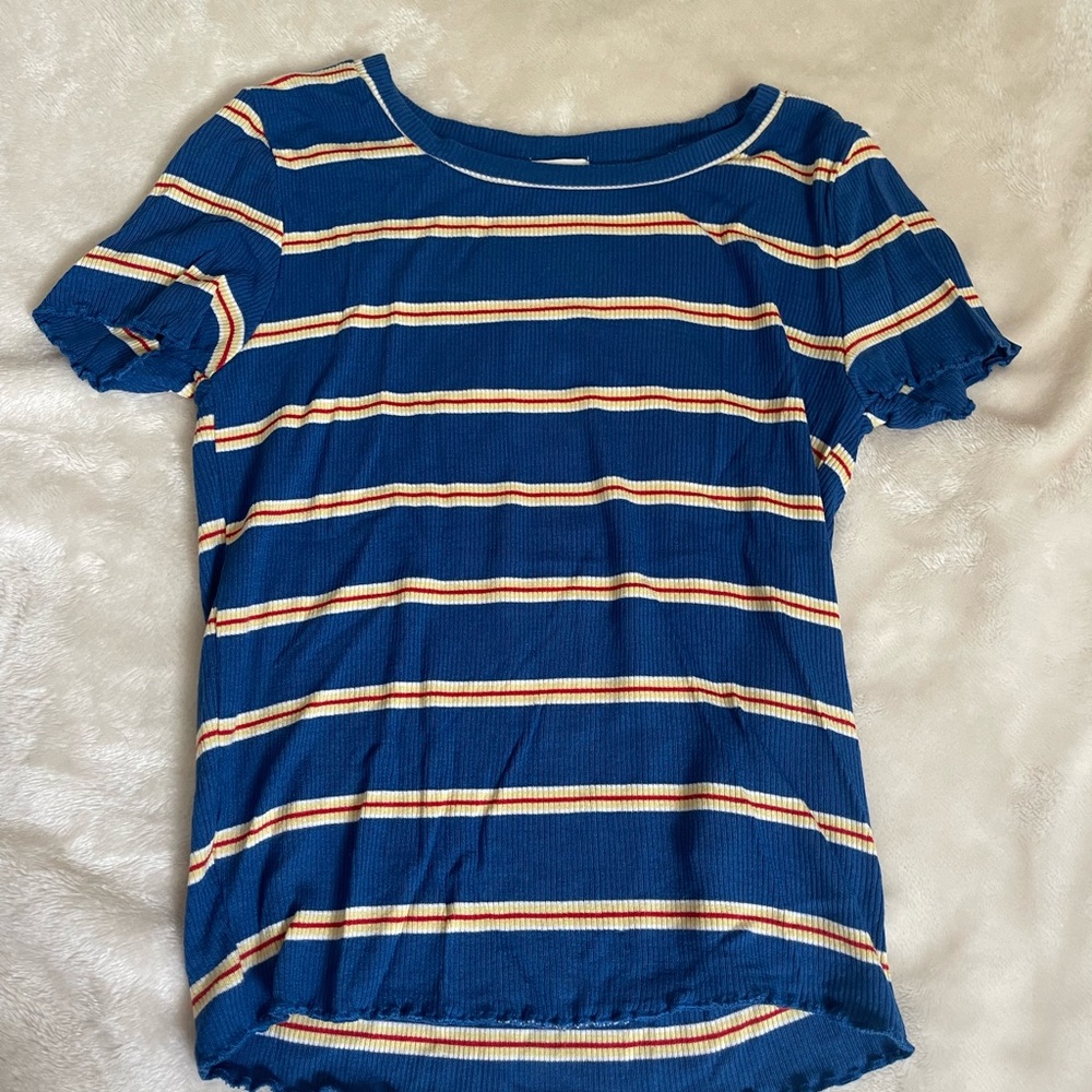 blue yellow stripped garage bodycon t-shirt